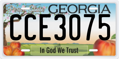 GA license plate CCE3075