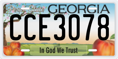GA license plate CCE3078