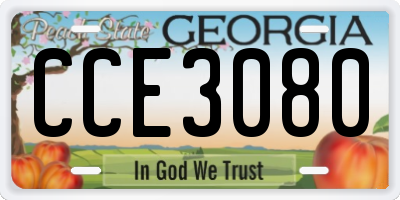 GA license plate CCE3080