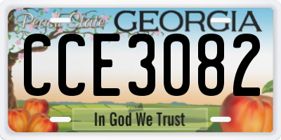 GA license plate CCE3082