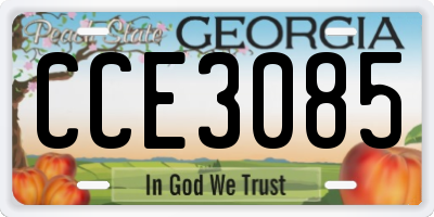 GA license plate CCE3085