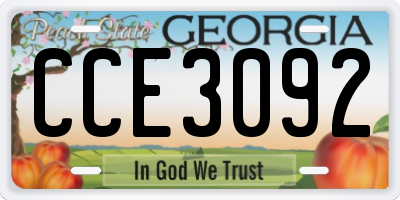 GA license plate CCE3092