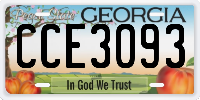 GA license plate CCE3093