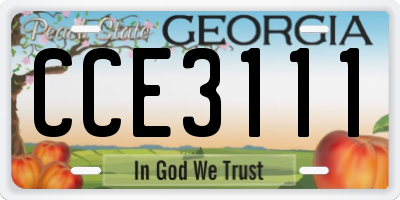 GA license plate CCE3111