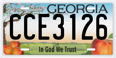 GA license plate CCE3126