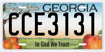 GA license plate CCE3131