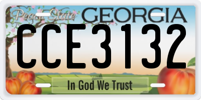 GA license plate CCE3132