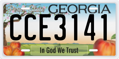 GA license plate CCE3141