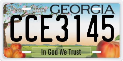 GA license plate CCE3145