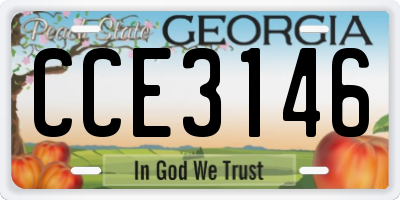 GA license plate CCE3146