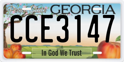 GA license plate CCE3147