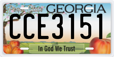 GA license plate CCE3151