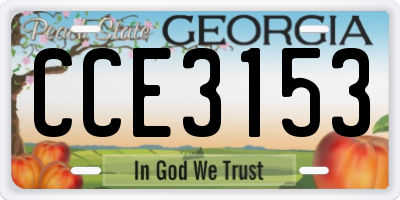 GA license plate CCE3153