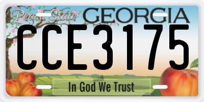 GA license plate CCE3175