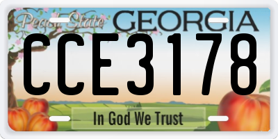 GA license plate CCE3178