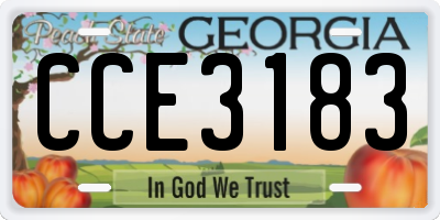 GA license plate CCE3183