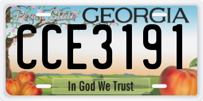 GA license plate CCE3191