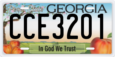 GA license plate CCE3201