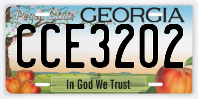 GA license plate CCE3202