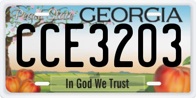 GA license plate CCE3203