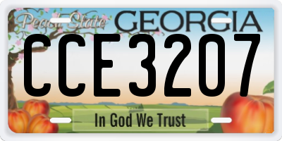 GA license plate CCE3207