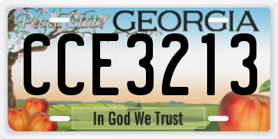 GA license plate CCE3213