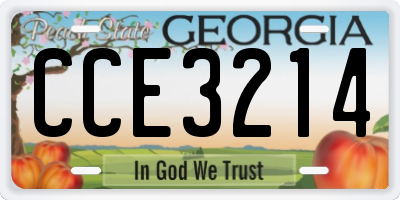 GA license plate CCE3214