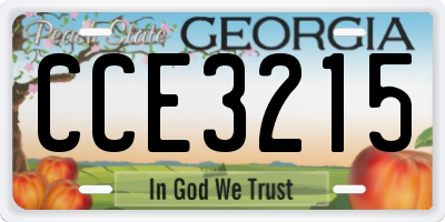 GA license plate CCE3215