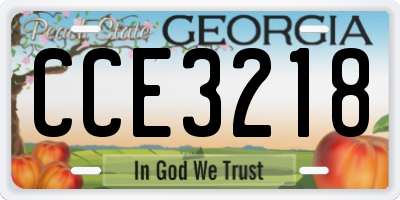 GA license plate CCE3218