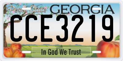 GA license plate CCE3219