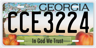 GA license plate CCE3224