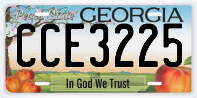 GA license plate CCE3225