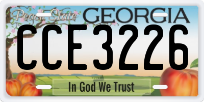 GA license plate CCE3226