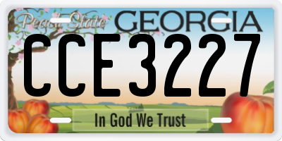 GA license plate CCE3227
