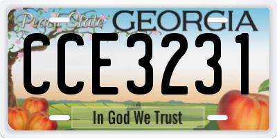 GA license plate CCE3231