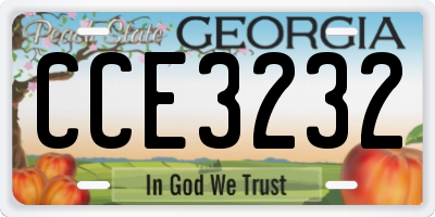 GA license plate CCE3232