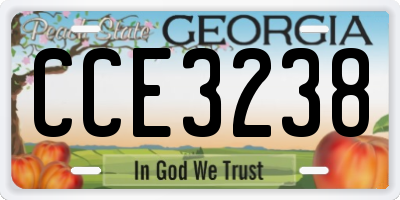 GA license plate CCE3238
