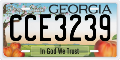 GA license plate CCE3239