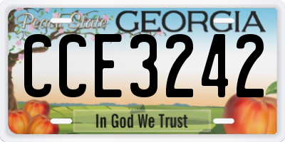 GA license plate CCE3242