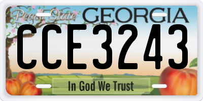 GA license plate CCE3243