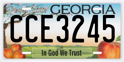 GA license plate CCE3245