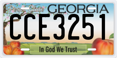 GA license plate CCE3251