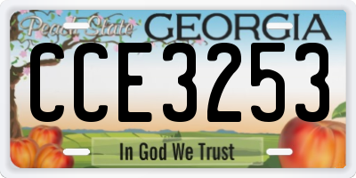 GA license plate CCE3253