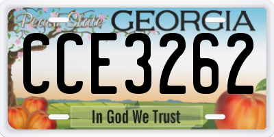 GA license plate CCE3262