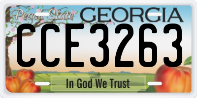 GA license plate CCE3263