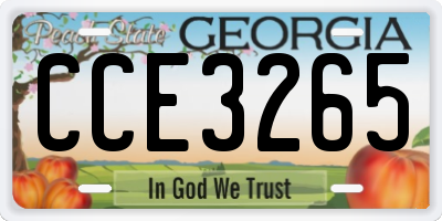 GA license plate CCE3265