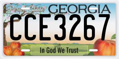 GA license plate CCE3267
