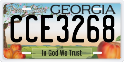 GA license plate CCE3268
