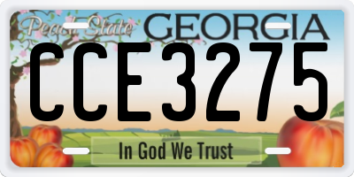 GA license plate CCE3275