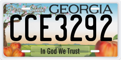 GA license plate CCE3292